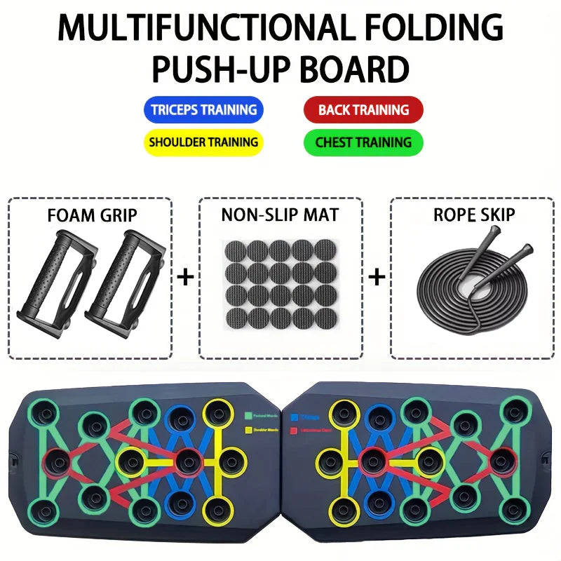 Portable Multifunctional Push-Up Board with Foldable Handles for Comprehensive Chest, Abdomen, Arms, and Back Training