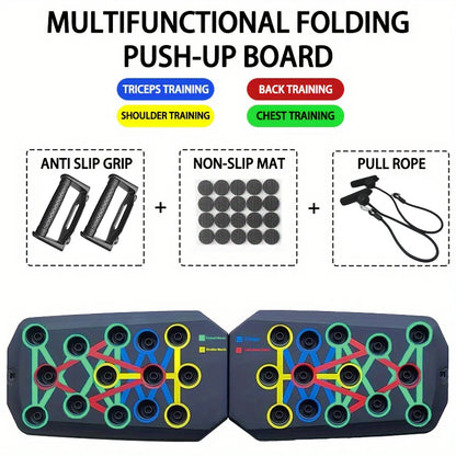 Portable Multifunctional Push-Up Board with Foldable Handles for Comprehensive Chest, Abdomen, Arms, and Back Training